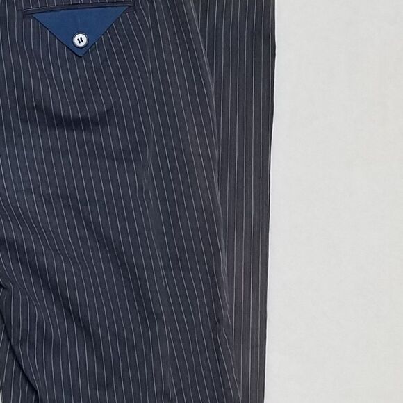 BCBGMaxAzria Amanda Gray Blue Pinstripe Wide Leg Slacks Trousers 8 - Picture 16 of 16